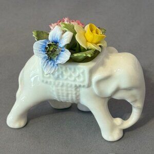 Vintage Coalport Elephant Capodimonte Porcelain Flower Figurine Staffordshire UK